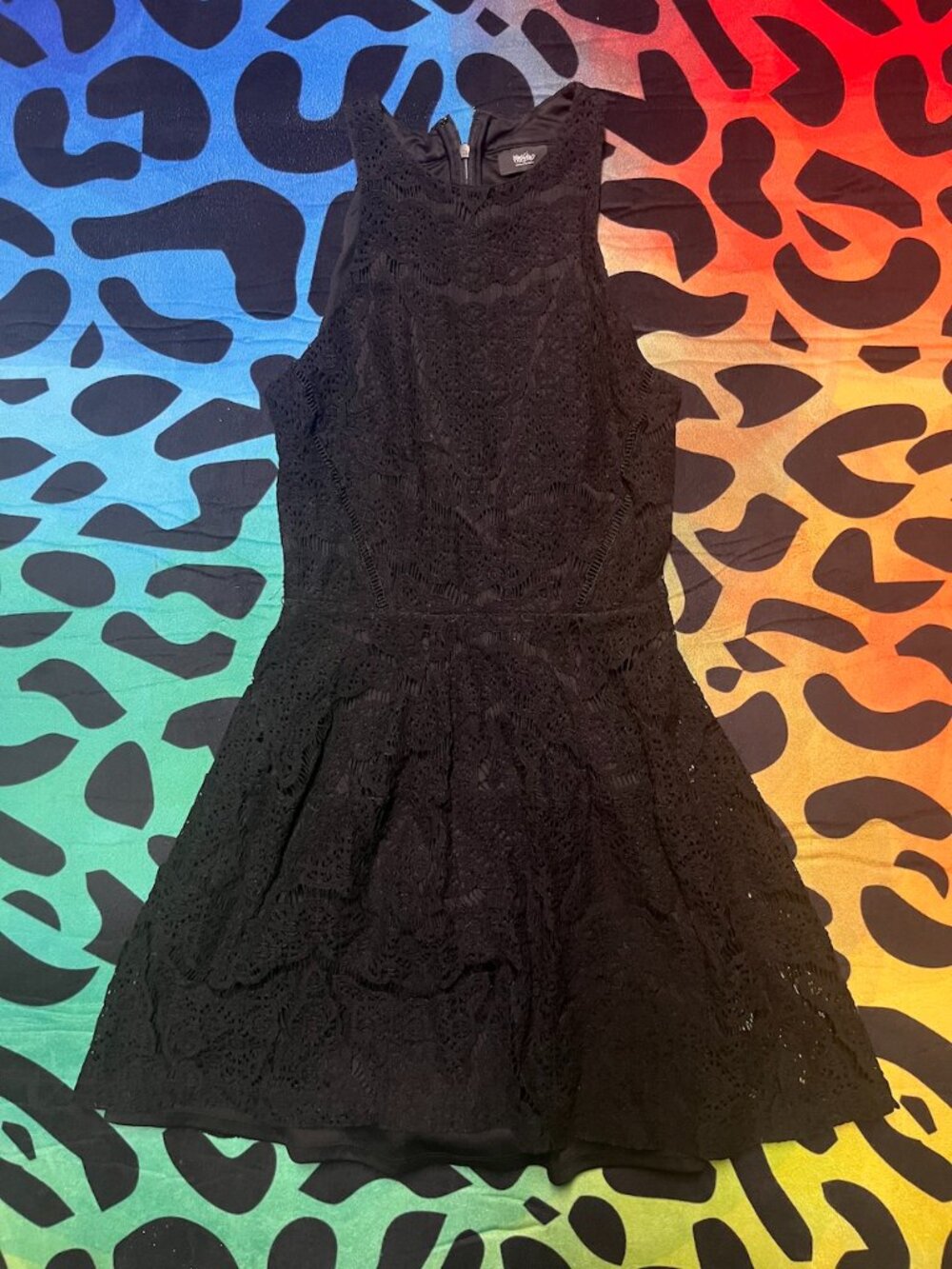 MOSSIMO BLACK LACE SLEEVELESS A LINE FIT AND FLARE DRESS XS